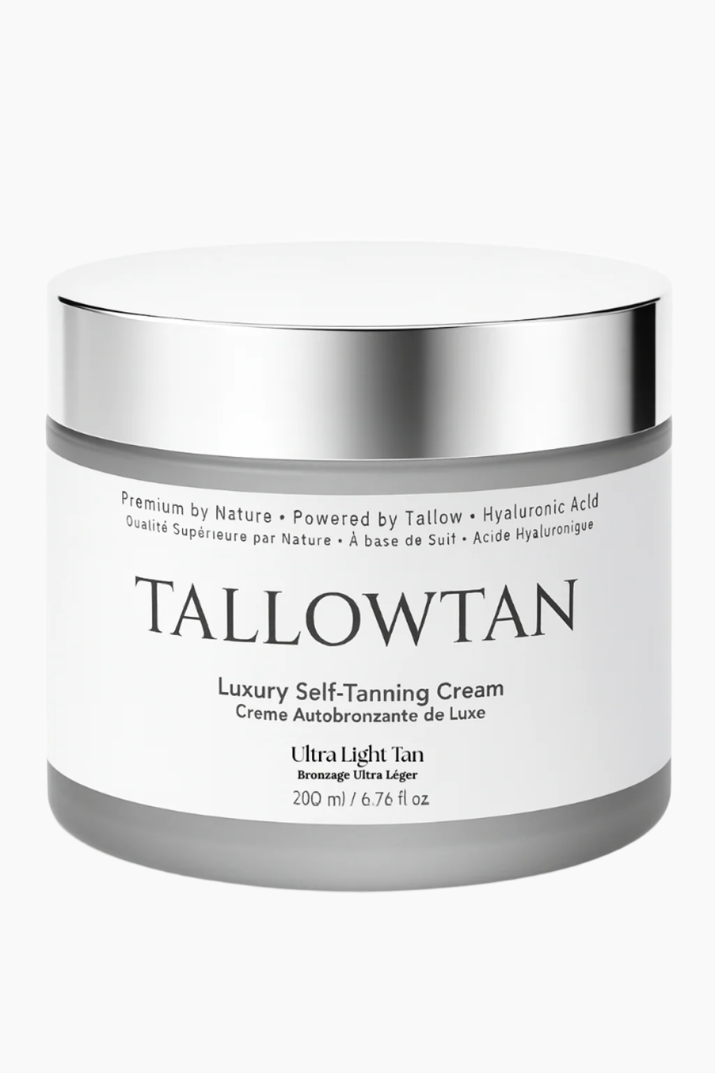 Ultra Light Tallowtan™ self tanner jar – fake tan for sensitive skin made with grass-fed tallow and hyaluronic acid