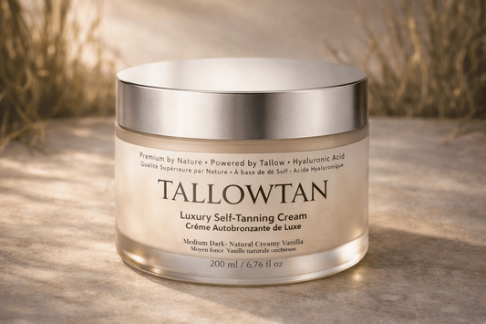 alt="Grass fed beef tallow moisturizer skincare cream by Tallowtan