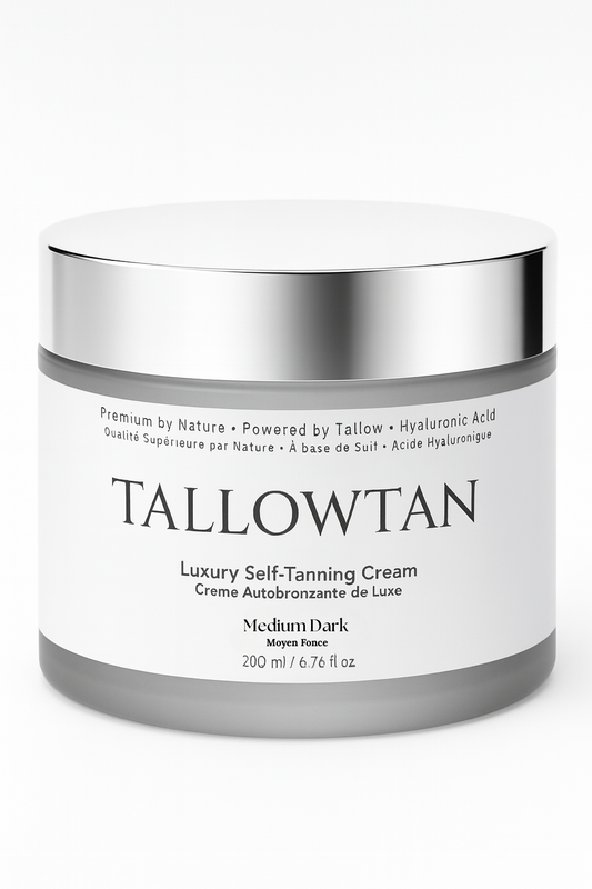 Medium/Dark Tallowtan™ self tanner jar – clean self-tanning cream for sensitive skin, made with tallow and barrier-safe ingredients