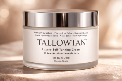 Tallowtan Medium/Dark tallow self tanner 200g jar — deep buildable bronze for medium to dark skin, Made in Canada